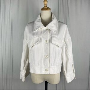 Zara trf Collection Cropped Corduroy Jacket - White/Cream - Women's Size S-M‎